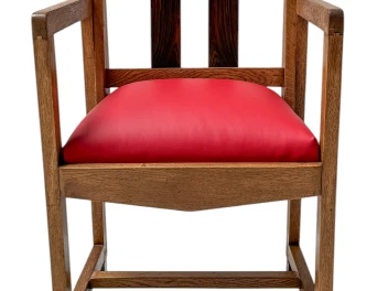 Art Deco Modernist Armchair with Red Leather Seat, 1920s